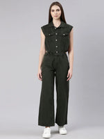 Women Solid Olive Basic Jumpsuit-GZ-5608A-Olive