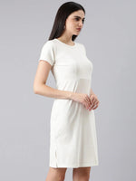 Women White Solid Bodycon Dress-AE-506-White