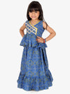 BownBee Girls Pure Cotton Frill Lehenga Choli - Blue