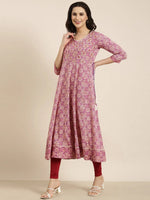 Women Anarkali Lavender Ethnic Motifs Kurta-AT-A1303-LG-Lavender