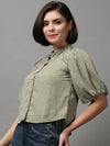 Women's Green Printed Top-AE-7064-Olive