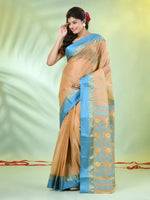 Beige Tussar Silk Saree With Woven Texture Motifs-MA66TUS431820070