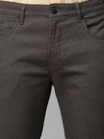 Genips Men's Grey Cotton Stretch Rico Slim Fit Self Design Casual Chinos