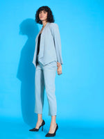 Women Grey Shawl Collar Blazer With Balloon Fit Pants