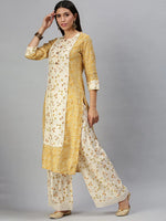 Women's Yellow Printed Kurta Sets-GW2209-Yellow