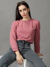 Women's Purple Solid Boxy Crop Top-AE-10536-Mauve