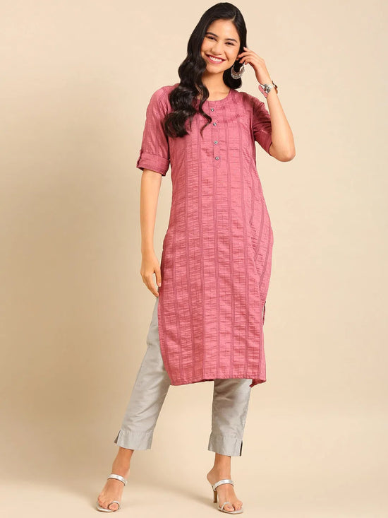 Women's Purple Solid Straight Kurta-SKC-3266-Mauve