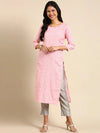 Women's Pink Solid Straight Kurta-SKC-863-Pink