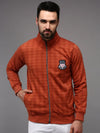 Men Orange Checked Sweatshirt-OTSS-19-Rust