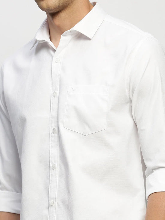 Men White Solid Shirt-RAYMONDSDOBBY-265-White