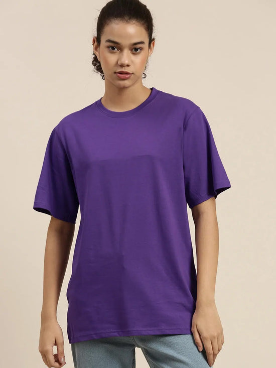 Dillinger Violet Solid Oversized T-Shirt