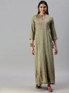 Women's Olive Printed Anarkali Kurta-BCCK858-Olive