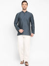 Hangup Men Standard Solid Men's Indian Wear-DarkGrey_Dupion_Patch_ShortKurta