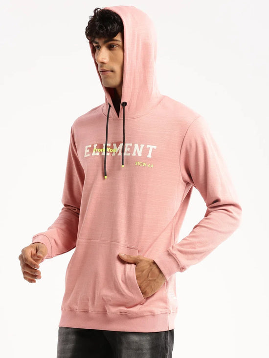 Men Peach Hooded Typography Pullover-SCPW307-Peach