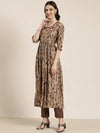 Women Taupe Printed Kurta Set-SKC-1242-Taupe