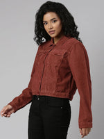 Women Rust Solid Tailored Jacket-IM-10605-Rust