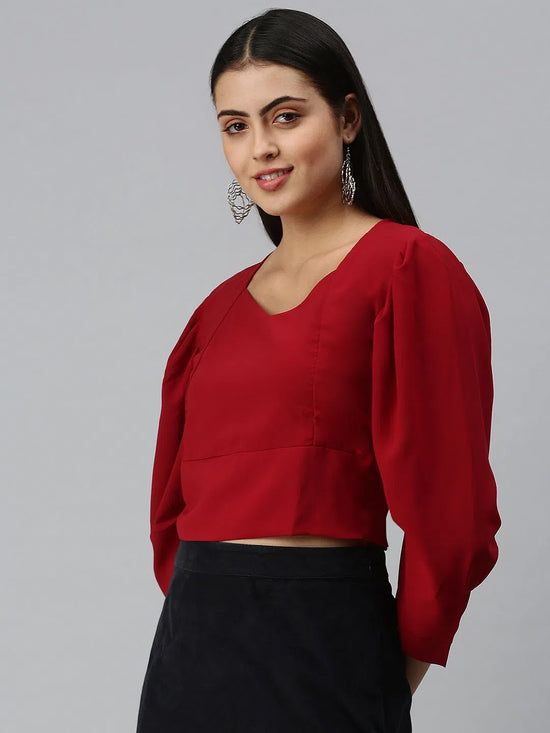 Women's Solid Maroon Top-AE-7027-Maroon