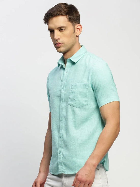 Men Green Solid Shirt-BRION-1804-Seagreen