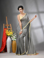 Grey Mul Cotton Soft Saree With Gota Patti Borders-MA62MCT33880005