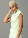 Women's Green Solid Top-AE-10451-Fluorescentgreen