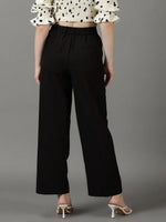 Women's Black Striped Parallel Trouser-IM-10111-Black