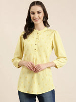 Women Yellow Floral Straight Kurti-NJ-3642299-Yellow