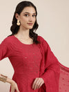 Women Fuchsia Solid Kurta Set-GW-2997-Fuchsia