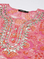 Women Pink Floral Kurta Set-RJF-032-Pink