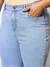 Women Ice Blue Acid Wash Mom Fit Jeans