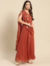 Long Flare Dress With Dupatta Drape-Tp0516Gp4-S