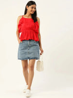 Red Peplum Party Top