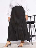 Women Black Accordion Pleated Skirt