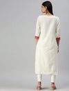 Women's White Striped Straight Kurta-RF1350-White