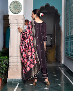 Vaasva Women Silk Emboidered Solid Pant Set & Digital Printed Dupatta-169VAASWINE