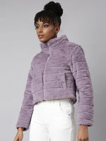 Women Solid Lavender Puffer Jacket-20239-Lavender