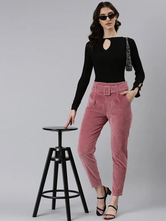 Women Mauve Solid Peg Trouser-LT-MF-23047-Mauve