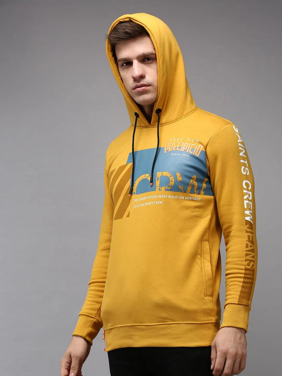 Men Yellow Printed Sweatshirt-SCAW-31-Mustard