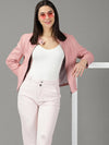 Women's Peach Solid Open Front Jacket-IM-067-Peach