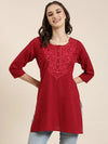 Women Maroon Solid Straight Kurti-NJ-3600282-Maroon