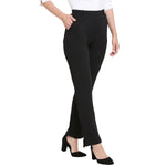 Smarty Pants Women's Cotton Lycra Straight Leg Black Color Formal Trouser