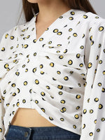 Women's White Printed Crop Top-AE-10308-Offwhitenavyblue