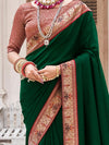 Saree Mall Women's Vichitra  Green Embellished Designer Saree With Blouse Piece-TRIYA81897