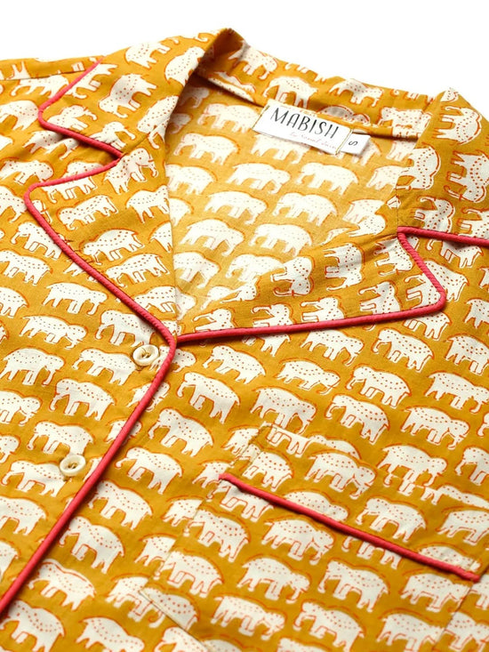 Night shirts in Yellow Elephant Print