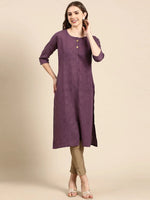 Women's Purple Solid Straight Kurta-SKC-926-Purple