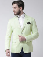 Hangup Men Standard Solid Men Formalwear-Green1LinenBlazer