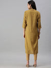 Women's Mustard Printed Straight Kurta-BCCK782-Mustard