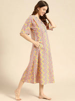 Kaftan Dress with pockets in Zig Zag Print