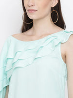 Triple layer Assymetric frill dress in Sky Blue