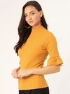 Veni Vidi Vici Mustard Frilled Sleeve Top