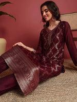 Ahika Polyester Ethnic motifs Maroon Indian Ethnic-PKSKD2402_XS